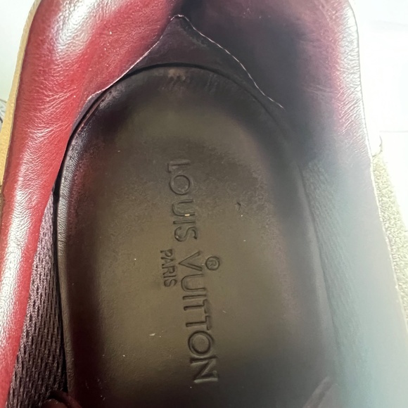 Authenticated Louis Vuitton Burgundy Suede Run Away Sneakers Men's Size 8/US 9 - Picture 14 of 16